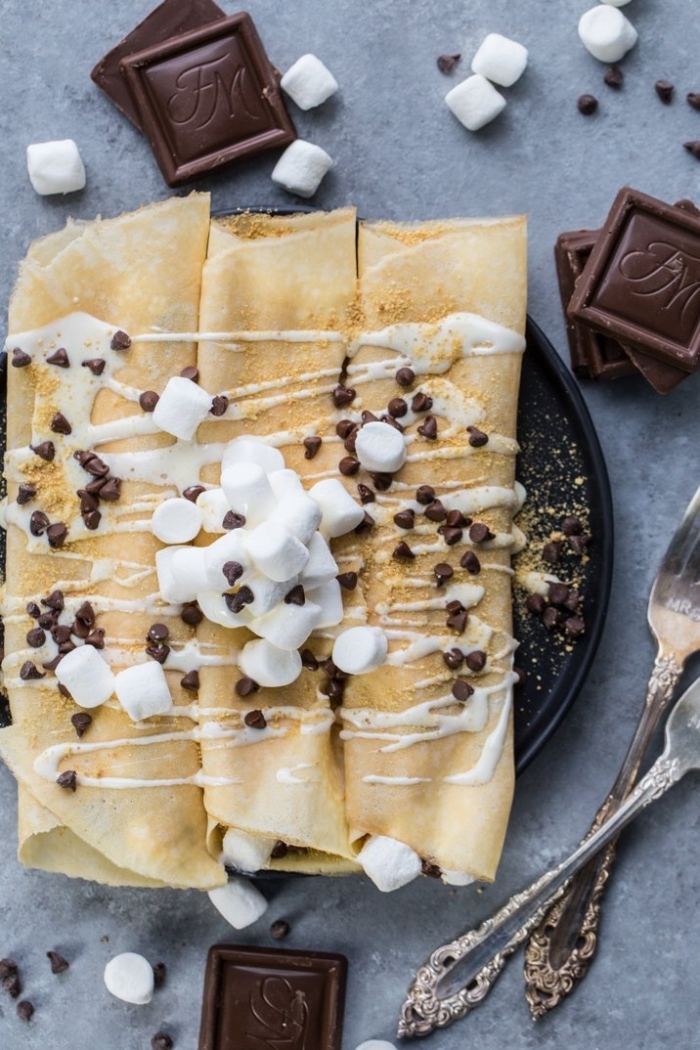 crêpe sucré - Recette Crêpe Oreo Chamallow pépites de chocolat