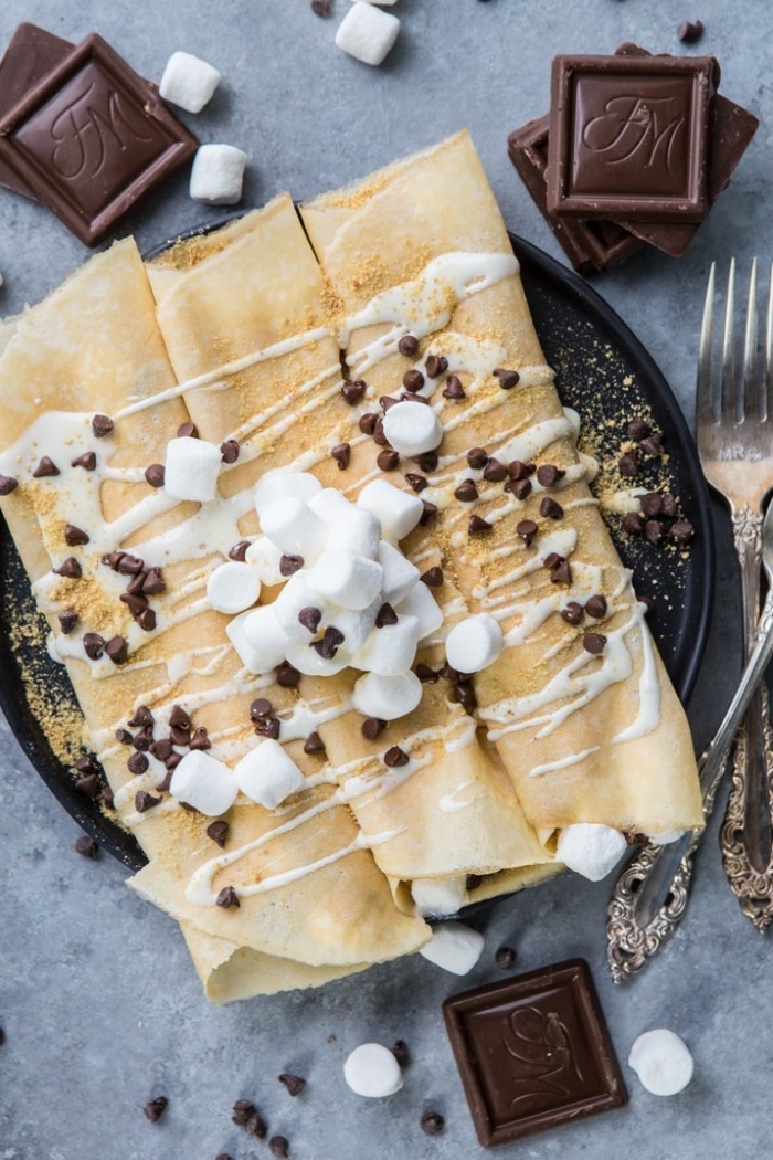 crêpe sucré - Recette Crêpe Oreo Chamallow pépites de chocolat