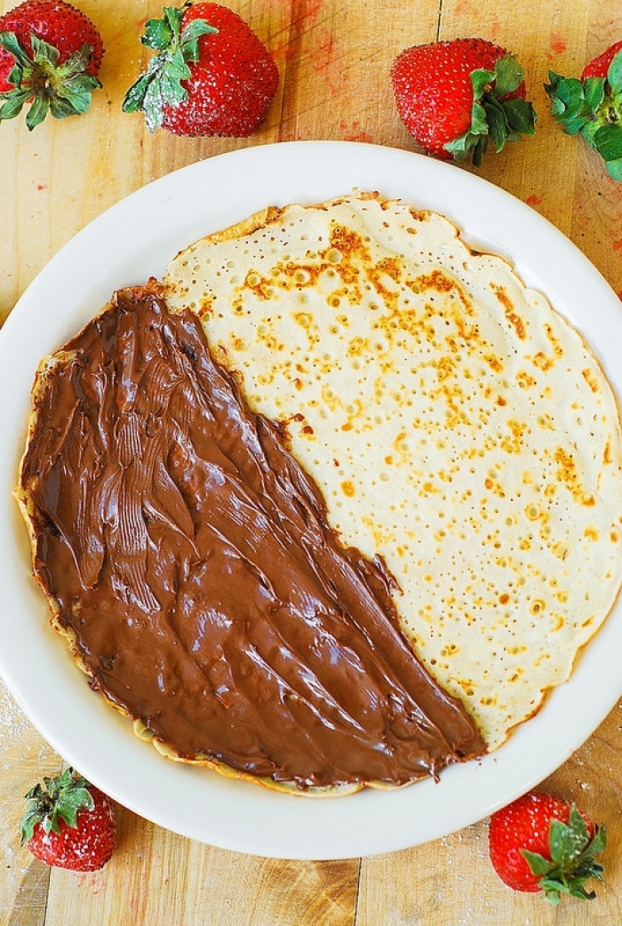 crêpe sucré - Recette Crêpe Fraise et nutella