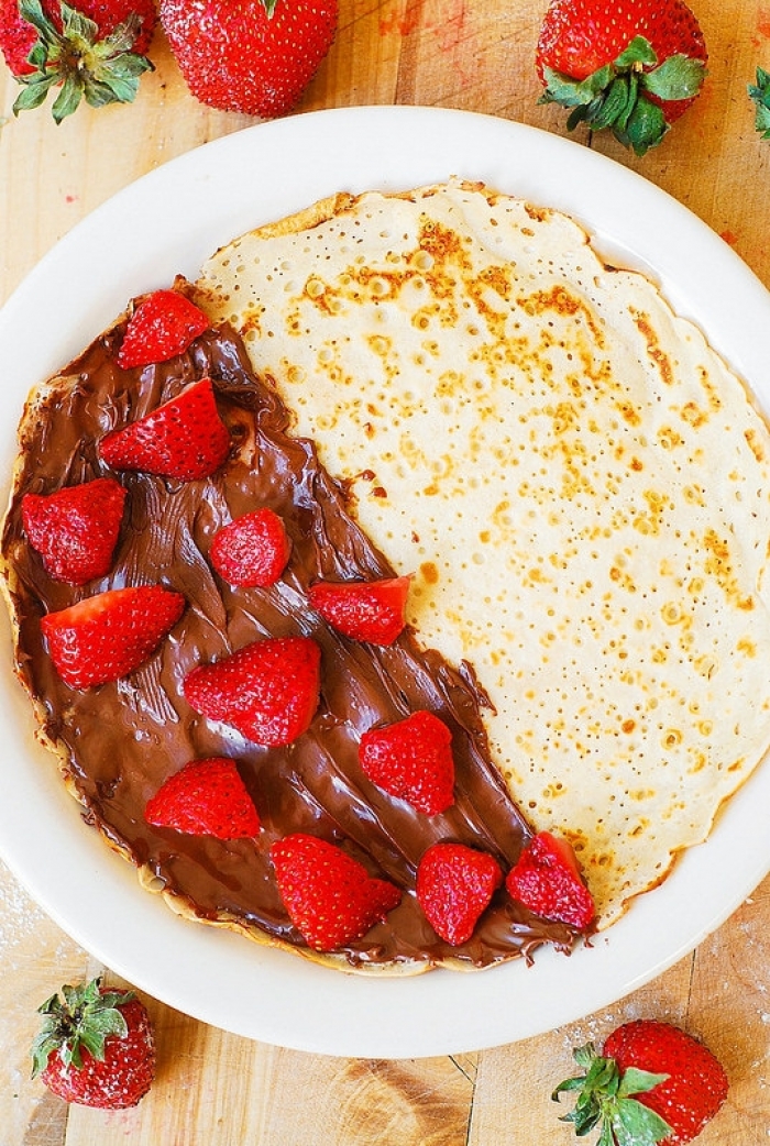 crêpe sucré - Recette Crêpe Fraise et nutella