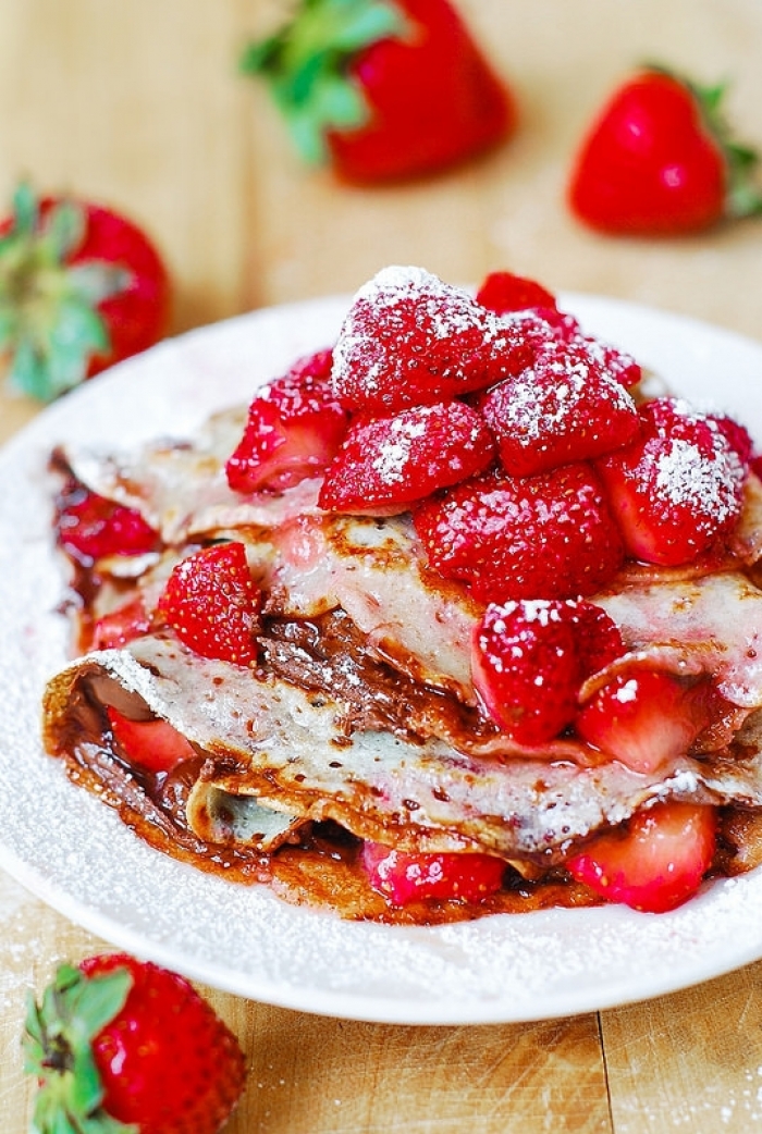 crêpe sucré - Recette Crêpe Fraise et nutella