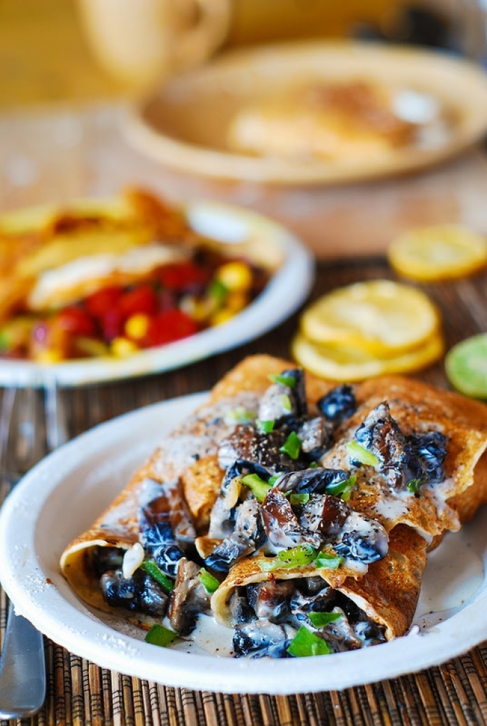 crêpe salé - Recette Crêpe Poulet crémeux et Champignons