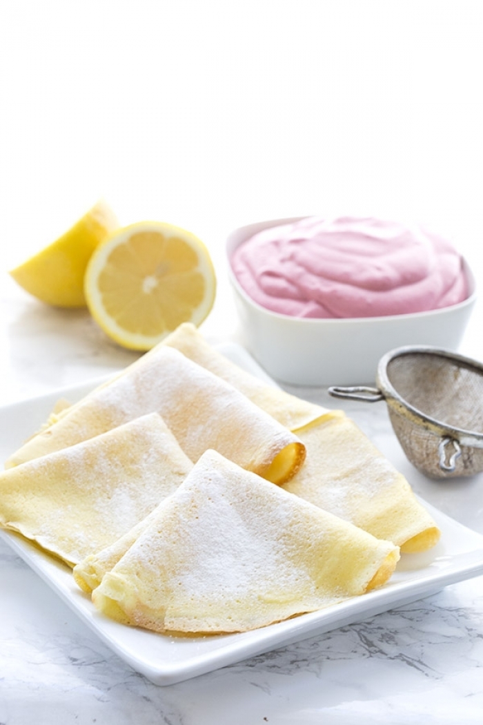 crêpe sucré - Recette Crêpe Citron au fromage blanc framboise