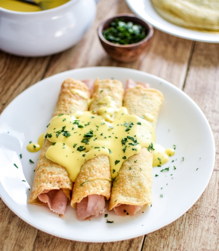 crêpe salé - Recette Crêpe herbe sauce Hollandaise