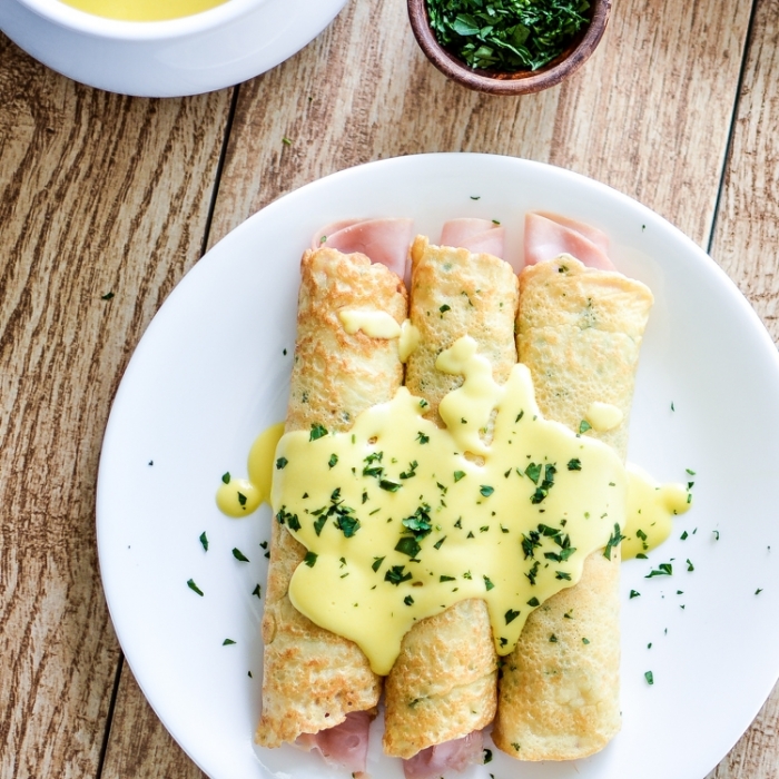 crêpe salé - Recette Crêpe herbe sauce Hollandaise