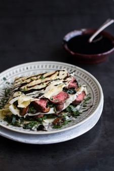 crêpe salé - Recette Crêpe Steak Epinards Champignons