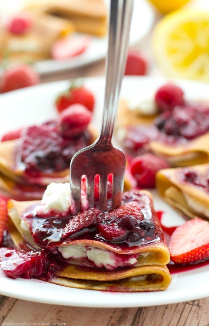 crêpe sucré - Recette Crêpe Fromage crème Fruits Rouges