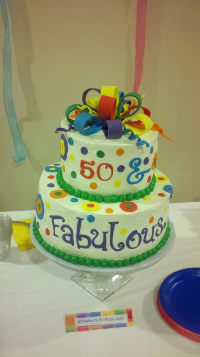 Gateau D Anniversaire Multicolore Sur Deux Etages 04 07 2020