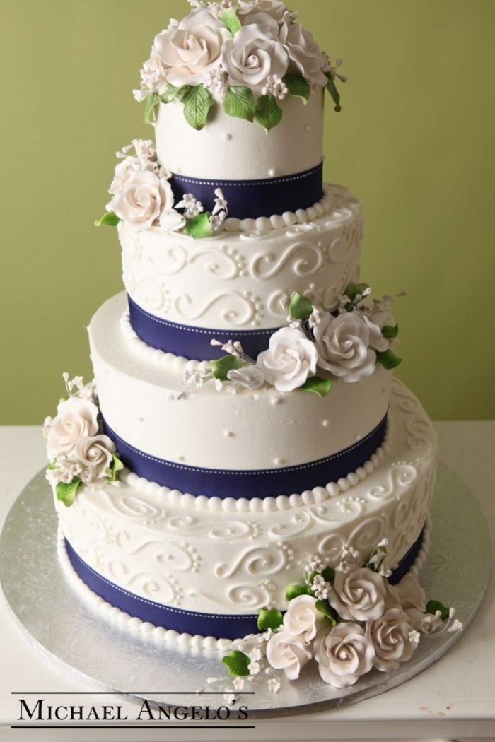 Navy White And Silver Wedding Cakes Navy White And Silver Wedding Cakes