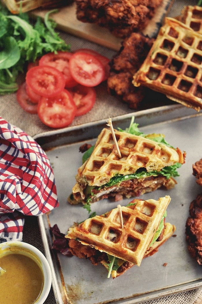 gaufre salé - Recette Gaufre Sandwiche Poulet