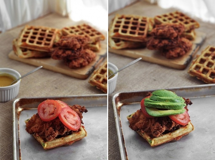 gaufre salé - Recette Gaufre Sandwiche Poulet