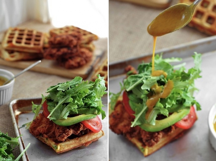 gaufre salé - Recette Gaufre Sandwiche Poulet