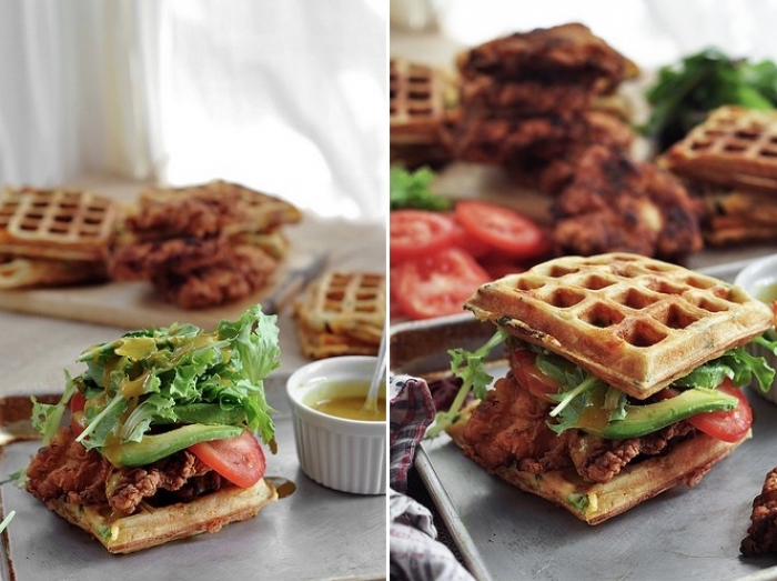 gaufre salé - Recette Gaufre Sandwiche Poulet