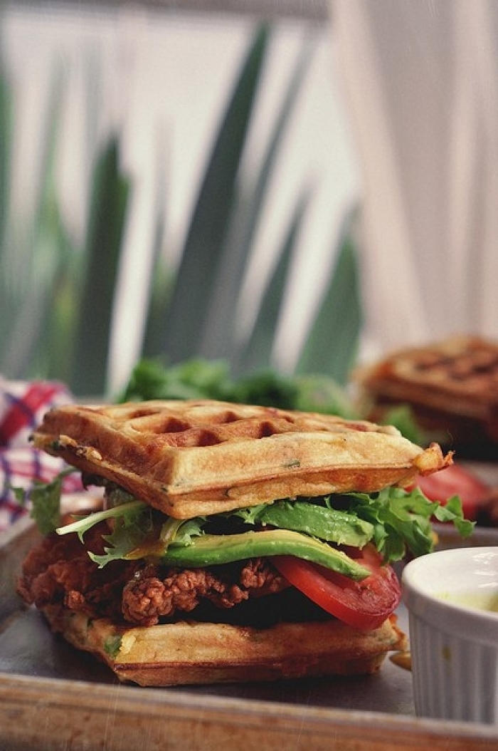 gaufre salé - Recette Gaufre Sandwiche Poulet