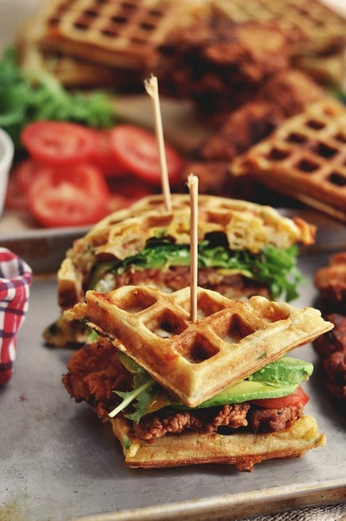 gaufre salé - Recette Gaufre Sandwiche Poulet