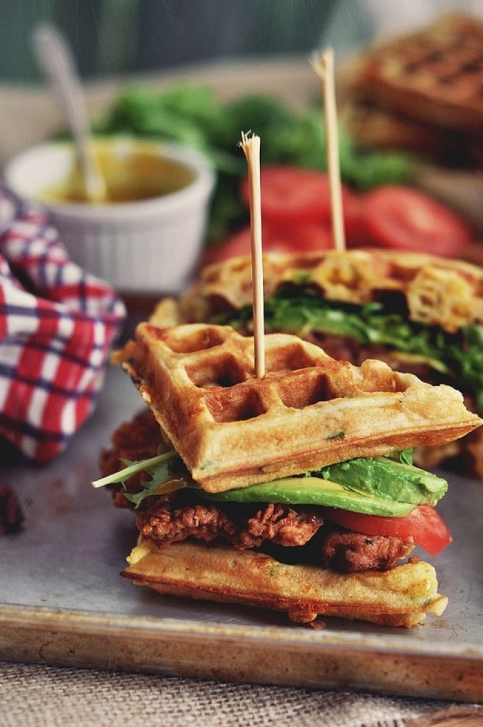 gaufre salé - Recette Gaufre Sandwiche Poulet