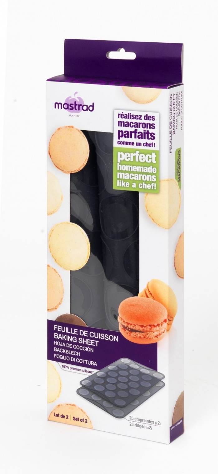 Appareil à Macaron - 2 Feuille de Cuisson pour Petits Macarons 25 Moules Mastrad F45514